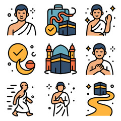 Hajj Pilgrimage: Colorful Icons of Islamic Rituals and Traditions