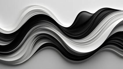 Abstract Black and White Wavy Layers Background - Modern Elegant Design