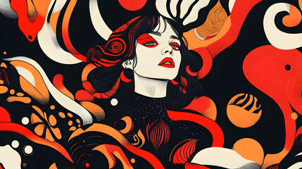 Vibrant Surreal Abstract Art with Swirling Shapes and Contrasting Colors