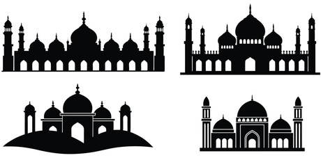 mosque silhouette with white background, unique and clean  Hungarian Parliament in Budapest a majestic architectural landmark resembling a grand European mosque