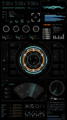 Futuristic HUD interface with circular radar display