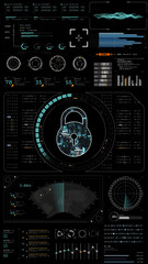 Key icon interface in a futuristic HUD design