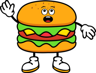 Cute Burger Cartoon Illustration