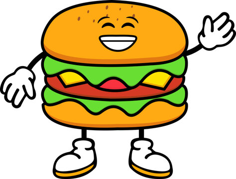 Cute Burger Cartoon Illustration