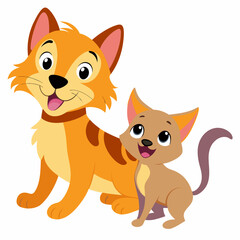 cartoon, animal, cat, dog, vector, fox, illustration, pet, mammal, character, cute, kitten, fun, tail, drawing, funny, baby, puppy, brown, chihuahua, art, fur, domestic, smile, happy
