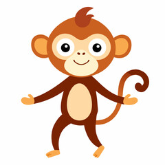 cartoon, animal, illustration, vector, mammal, character, zoo, brown, funny, baby, fun, smile, cute, isolated, comic, drawing, toy, wild, banana, nature, wildlife, safari, child, art, jungle