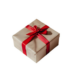 Obraz premium Elegant Gift Box with Red Ribbon on Black Background for Festive Occasions