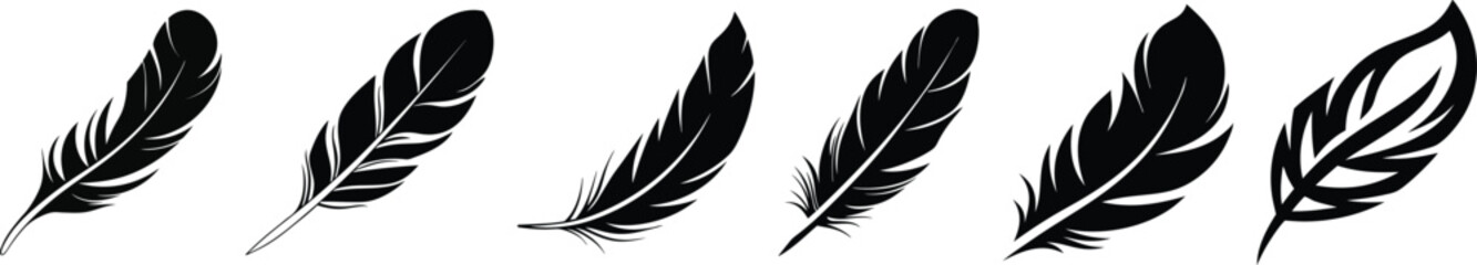 bird feather icon, feather silhouette symbol, feather vector illustration © GraphicsHub