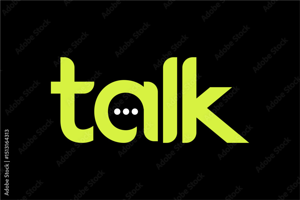 Fototapete word talk forms a conversation column, modern minimalist geometric circular font with rounded edges