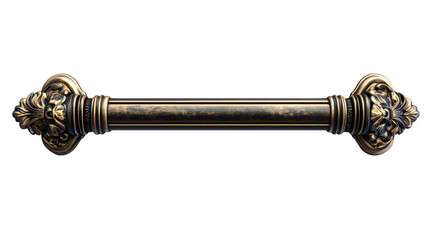 A detailed depiction of a cabinet pull handle (bar style), isolated on Transparent background.