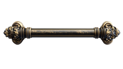 A detailed depiction of a cabinet pull handle (bar style), isolated on Transparent background.