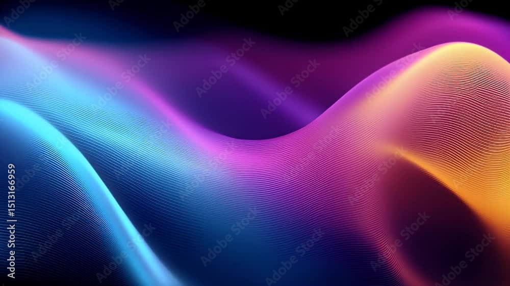 Wall mural abstract waves of vibrant colors flowing seamlessly in a digital landscape, creating a mesmerizing v