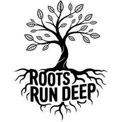 Fototapeta premium Cute Tree Line Art Illustration Graphic Design Arbour Day 