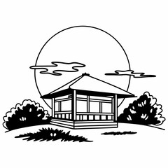 illustration of a house with a roof and a house