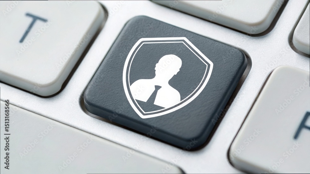Aufkleber Digital User Icon with Privacy Shield on Keyboard Key Concept