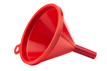 Red Plastic Funnel Versatile Tool for Pouring Liquids and Transferring Materials