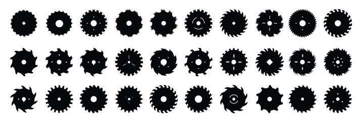 circular saw silhouettes different rotary blades recent vector cutting wood vector © Razer