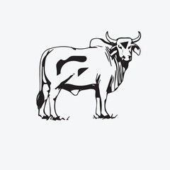 Cow Vector Illustration in Flat Style...