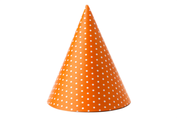 Orange Party Hat with White Polka Dots Festive Celebration Headwear