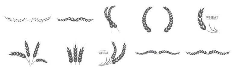 wheat ears rice icon paddy wheat laurel wreath icon vector illustration © Razer