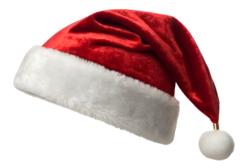 Classic Red Velvet Santa Hat with White Fur Trim - Festive Holiday Headwear