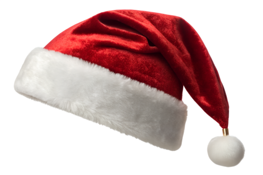 Classic Red Velvet Santa Hat with White Fur Trim - Festive Holiday Headwear