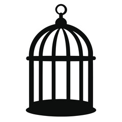 Birdcage Silhouette Vector, Vintage Birdcage Silhouette Design
