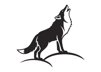 Wolf howling silhouette vector. A wolf howling silhouette can be used as an icon, symbol, or sign. Wolf icon for design related to animal, wildlife, or landscape