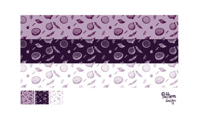 Seamless pattern design, Hand drawn vegetable doodles onion pattern design