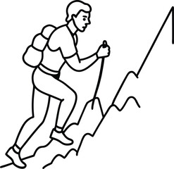  man climbing mountain vector