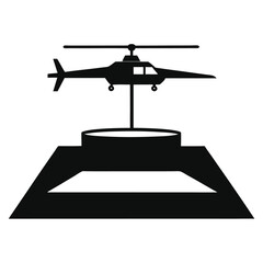 Silhouette of Helicopter Landing Pad Vector, Helicopter Landing Pad Silhouette Design
