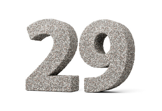 Number Twenty Nine 29 Digit Made Of Rock Fragments Or Gravels On White Background 3d Illustration