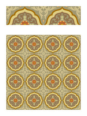 Vintage Floral Medallion Pattern with Ornate Scrollwork