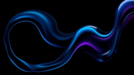 Obraz premium Abstract fluid forms in vibrant blue and purple hues against a black backdrop
