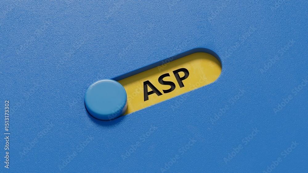 Poster asp sign on the slide switch.business concept.close up of slide switch,business concept.3d rendering