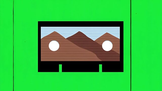 Retro Cassette Tape Design Featuring Mountain Landscape