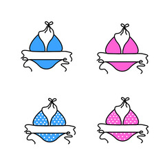 Set of women’s bikini illustration, bikini swimsuit for summer design