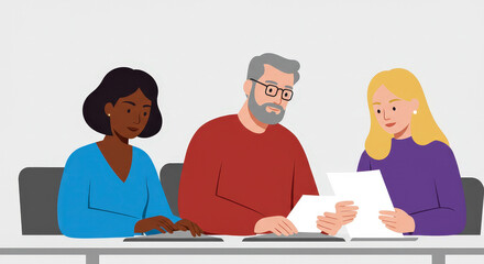 Fototapeta premium Diverse Team Reviewing Documents During a Meeting