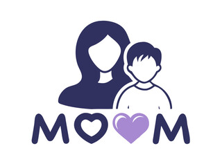Obraz premium Simple black and white illustration of a mother holding a baby, perfect for Mother's Day designs. 