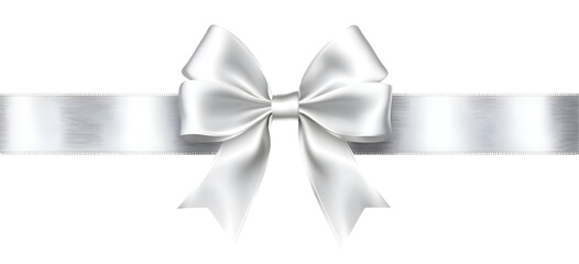 Elegant white satin ribbon bow on black backdrop suitable for gift decoration