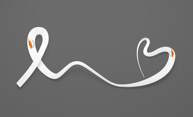 3d Flag Of Cyprus Heart Shape Shiny Wavy Awareness Ribbon Flag On Grey Background 3d Illustration