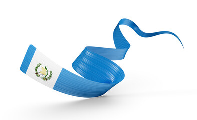 3d Flag Of Guatemala 3d Shiny Waving Guatemala Ribbon Flag On White Background 3d Illustration
