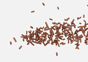 Chocolate Sprinkles For Cakes And Bakery Items Scattered On White Background 3D Illustration
