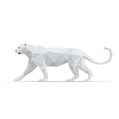 Fototapeta premium Geometric Art of a Leopard Profile in White Format