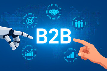 Business-to-Business Collaboration Concept Featuring Human and AI Partnership for Modern Innovation and Growth