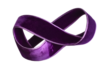 A wide velvet ribbon in deep purple isolated on a white background