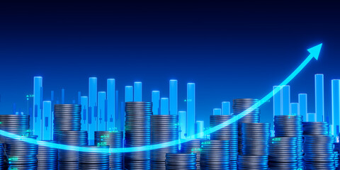 Obraz premium Financial Growth Graph with Coin Stacks