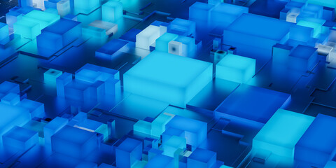 Abstract Metallic Background with Blue Light