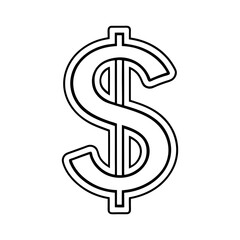 Usd currency line art icon isolated on white background