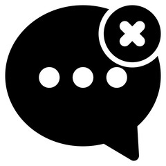 Fototapeta premium Black and white image of a speech bubble with an X on it.